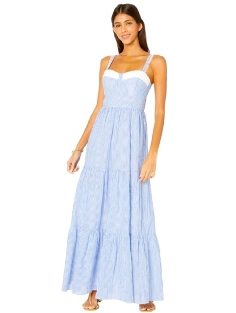 Lilly Pulitzer Jasmyn Maxi dress in Coastal Blue/Oxford Stripe. Size 4.